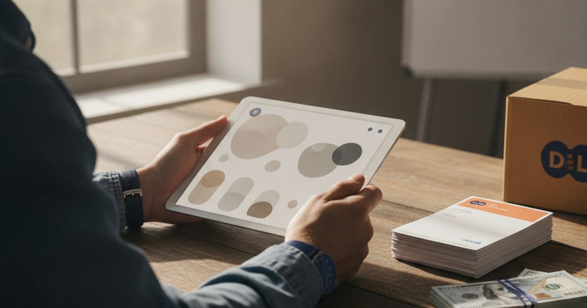 Persona revisando una liquidación de guías y cobros contra entrega en una tablet
