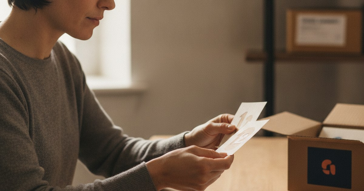 Dueño de un negocio de paquetería comparando un plan mensual y un plan anual en una tablet