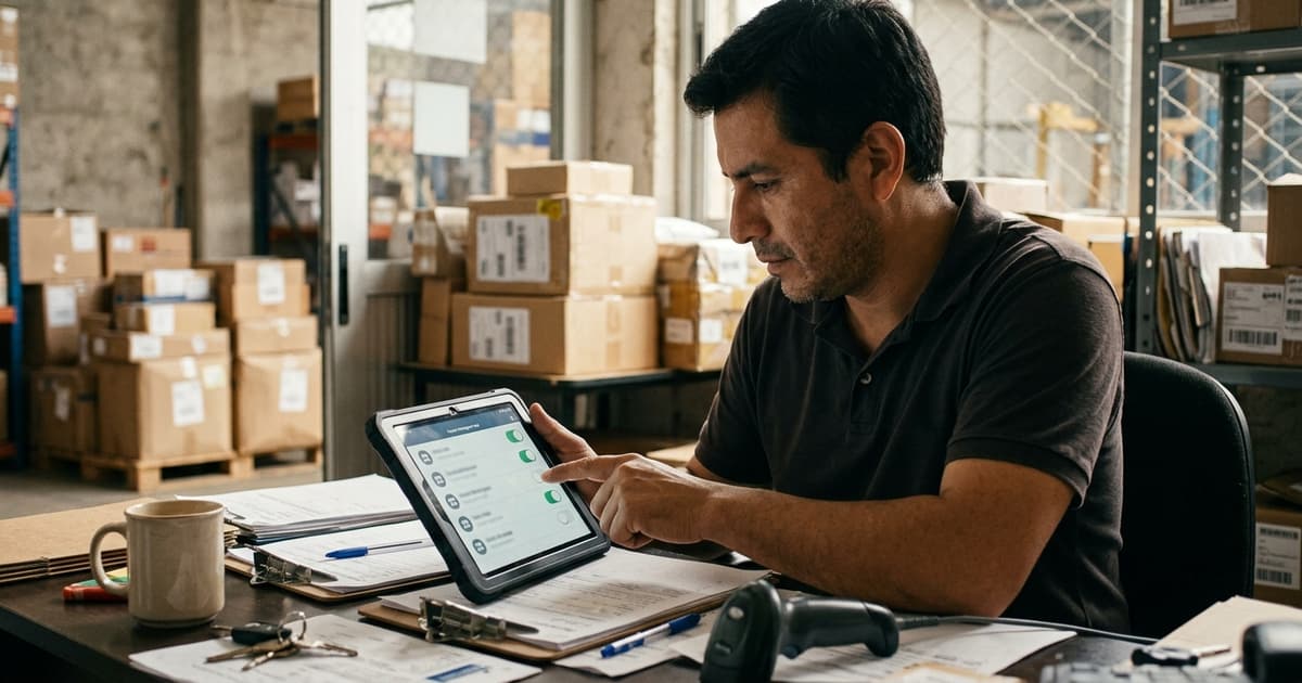 Dueño de una empresa de paquetería desactivando una tienda conectada desde el panel de su software para courier