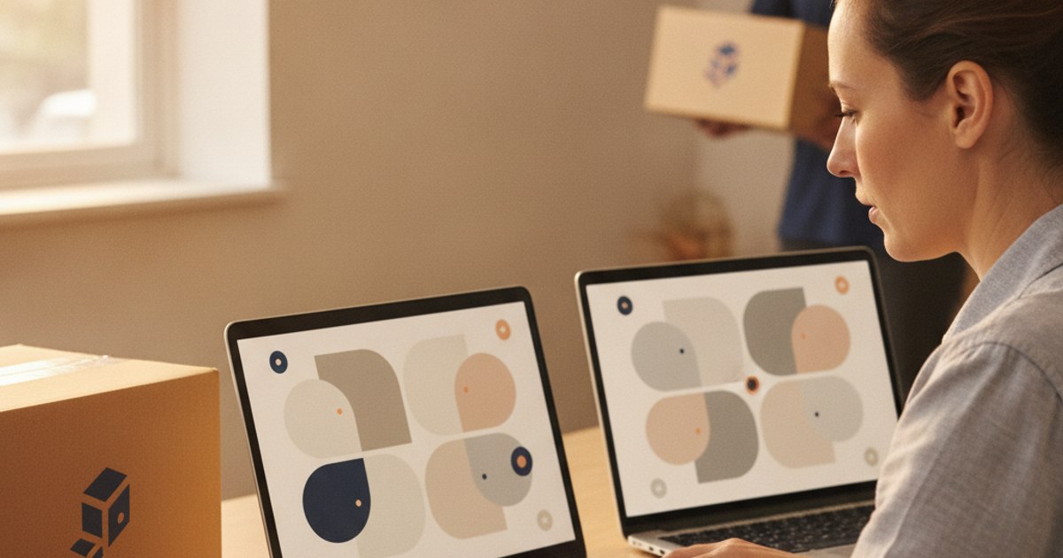 Dueño de una pyme comparando en una laptop distintas opciones de software de envíos