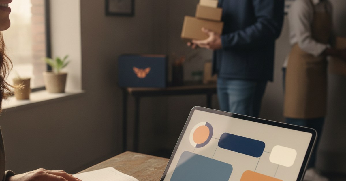 Dueno de negocio de paqueteria priorizando por donde empezar a activar funciones de su software nuevo