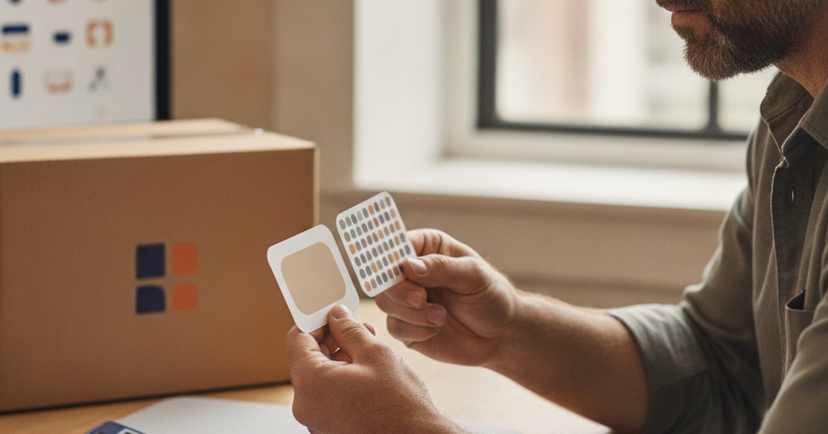 Dueno de un negocio de paqueteria comparando dos modelos de precio de software en tarjetas impresas