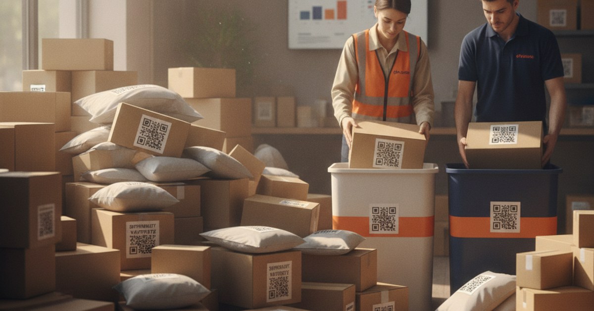 Bodega de courier llena de paquetes apilados durante la temporada alta de envíos de fin de año