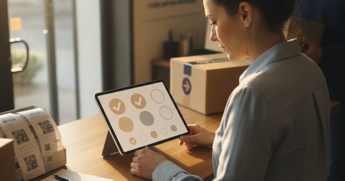 Dueño de un negocio de paquetería configurando su nuevo sistema en las primeras semanas de uso