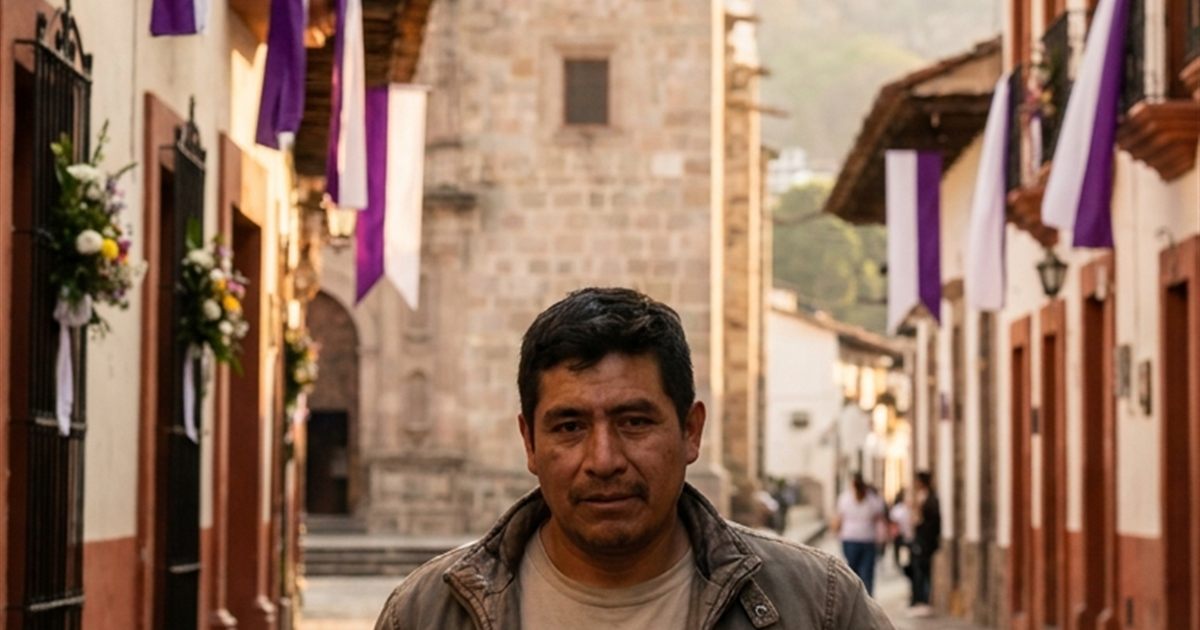 Repartidor entregando un paquete durante Semana Santa junto a una etiqueta de envío con código QR