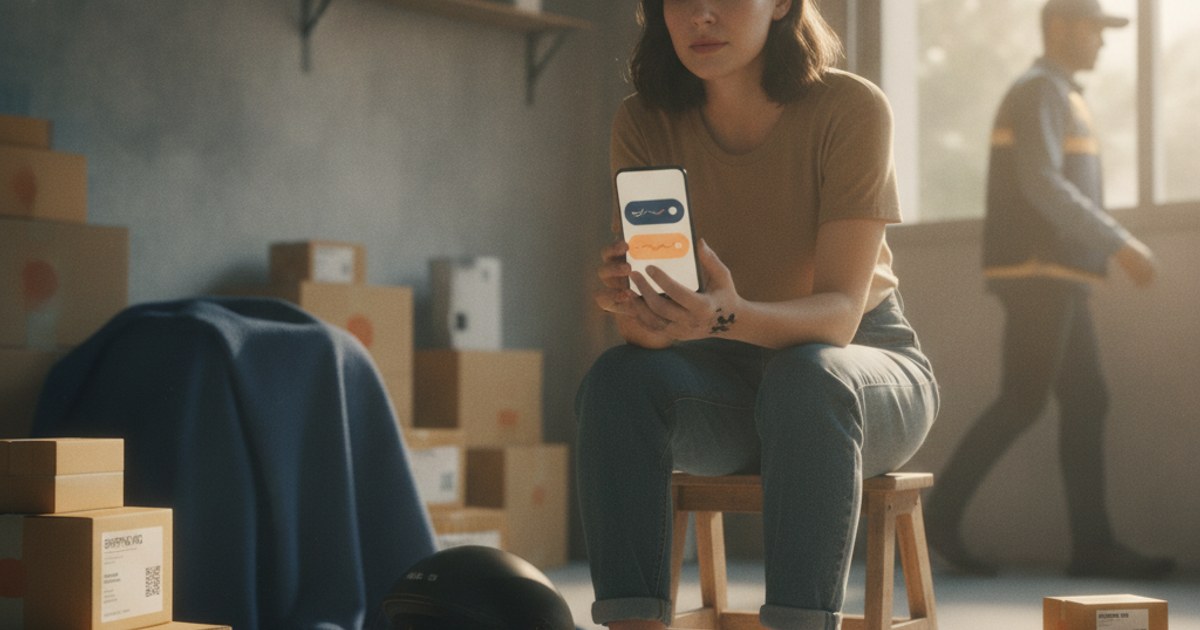 Dueño de un negocio de paquetería que recién empieza revisando en su celular las opciones gratis para gestionar sus envíos