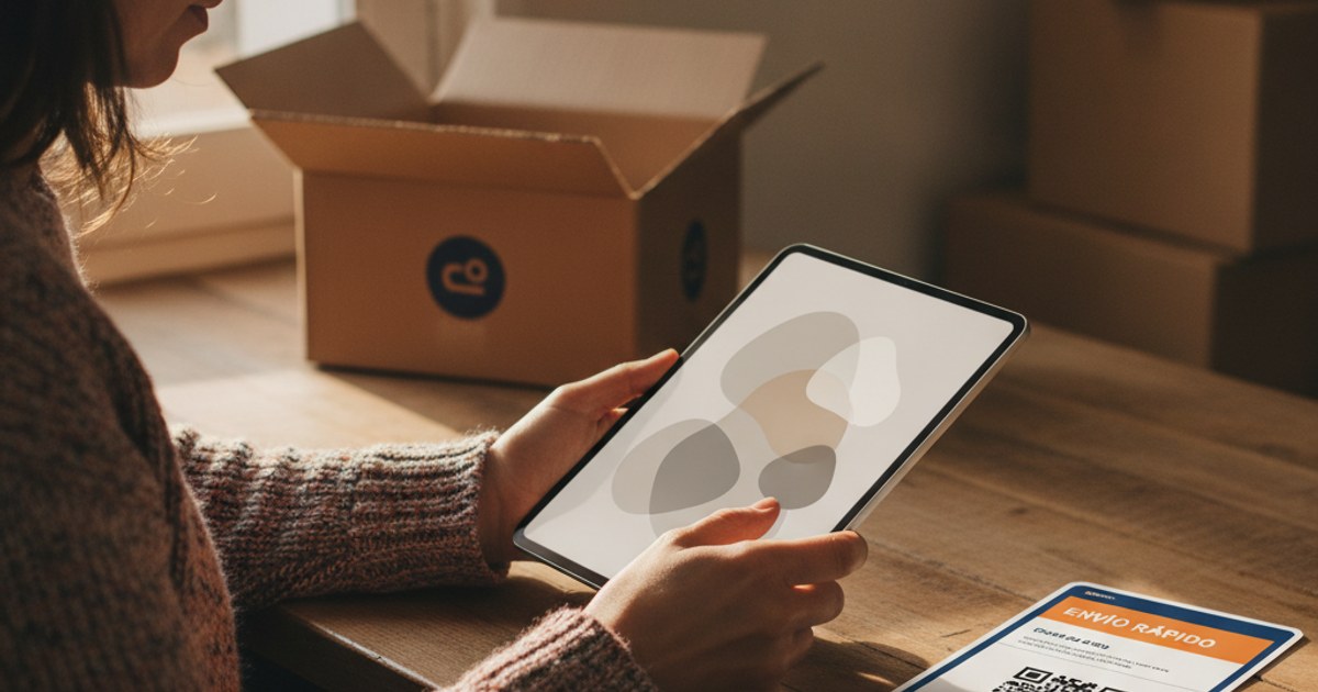 Dueño de un negocio de paquetería en Argentina actualizando en una tablet el precio de sus envíos por zona