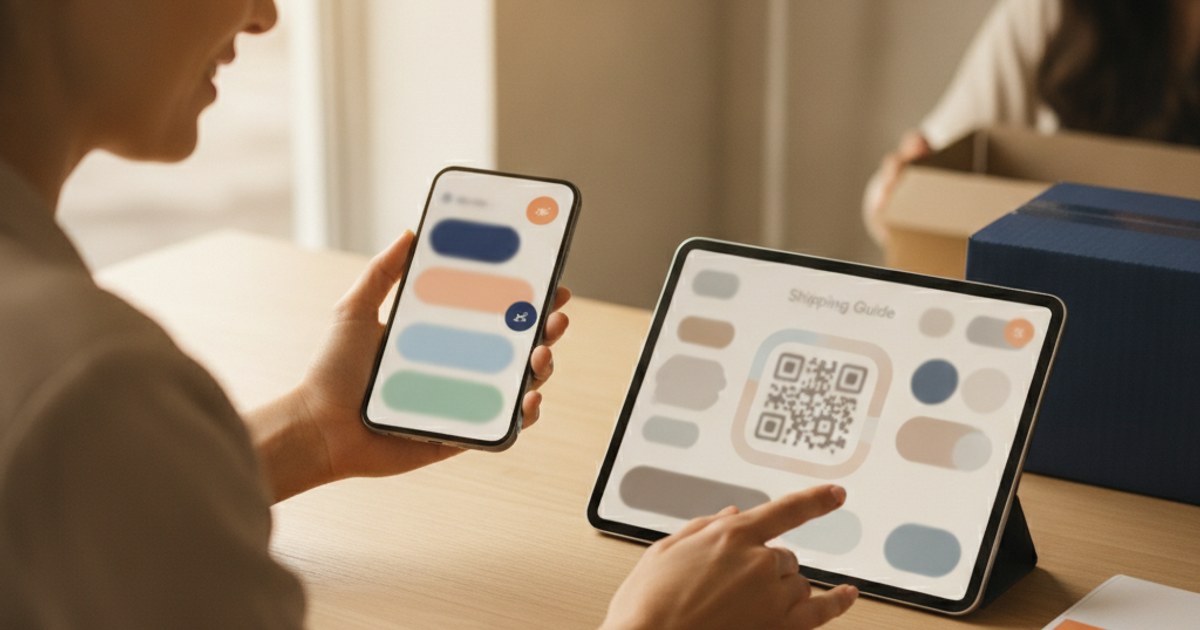 Dueño de un negocio de paquetería comparando las etiquetas de WhatsApp Business con un software de guías de envío