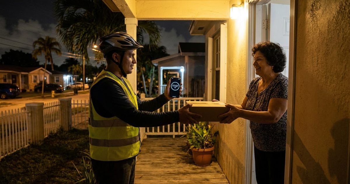 Reloj y mapa de zonas horarias junto a una guía de envío para ilustrar la hora de entrega correcta en un software de paquetería